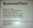 Used Beckwood Press, Model 4PTR350F230P3654, 350 Ton Capacity.  3