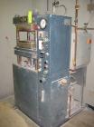 Used Wabash 50 Ton Upstroke Hydraulic Compression Press, model 50-1512-2T2WSM. (2) Electrically heated, water cooled platens 12'' x 15''. (2) 1 3/4'' diameter tie rods, distance between 18 3/4