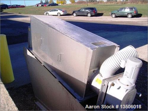 Used Amcon ES-301 Dewatering Screw Press. Single 300 mm diameter screw, moving ring design for continuous sludge gap cleaning and reduced rinse water consumption. Unit is rated to dewater 18-27 kg DS...