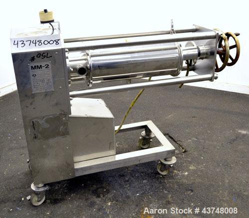 Used Arai Machinery Horizontal Filter Screw Press, Model MM-2, 316 Stainless Steel. Designed for continuous solid-liquid separation filtration. Consists of (1) approximately 6” diameter x 24” long M-...