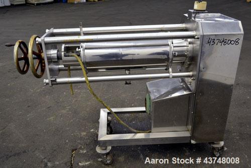 Used Arai Machinery Horizontal Filter Screw Press, Model MM-2, 316 Stainless Steel. Designed for continuous solid-liquid separation filtration. Consists of (1) approximately 6” diameter x 24” long M-...