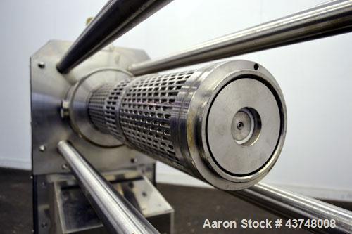 Used Arai Machinery Horizontal Filter Screw Press, Model MM-2, 316 Stainless Steel. Designed for continuous solid-liquid separation filtration. Consists of (1) approximately 6” diameter x 24” long M-...