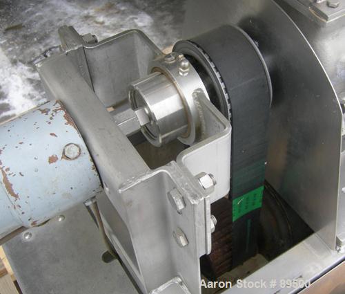 USED: Brown International extractor finisher, model 2200, 304 stainless steel. Approximate 5" diameter x 16" long plastic screw. 304 stainless steel screen area. Driven by an approximate 2 hp motor. ...