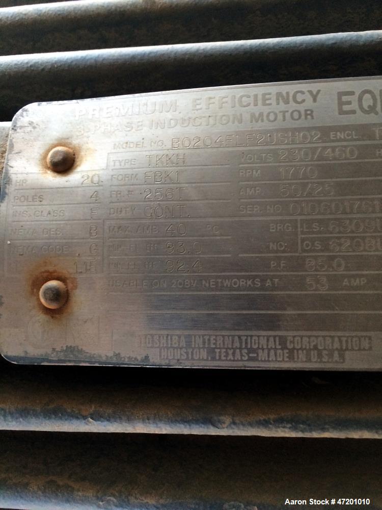 Used Brown International Extractor Finisher De-Watering Separator, Model 2503, Stainless Steel. Input capacity up to 200 gallons per minute depending on product. Approximate 12" diameter x 38" long s...