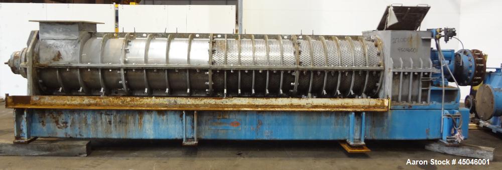 Used Andritz Dupps Wet Slurry Design Screw Press, Model 3016C, 304 Stainless Steel.  30" Diameter x 169" long cored screw, serial #06-1003, National Board #2575, rated 100 psi at 340 degrees F, maxim...