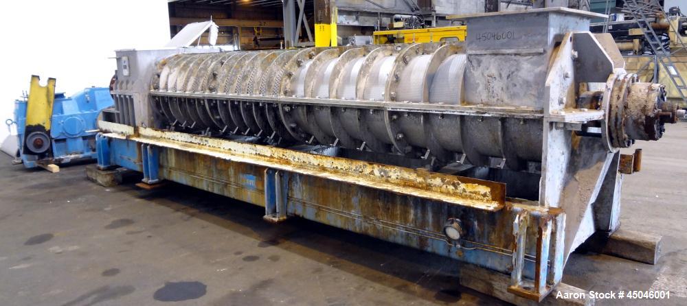 Used Andritz Dupps Wet Slurry Design Screw Press, Model 3016C, 304 Stainless Steel.  30" Diameter x 169" long cored screw, serial #06-1003, National Board #2575, rated 100 psi at 340 degrees F, maxim...
