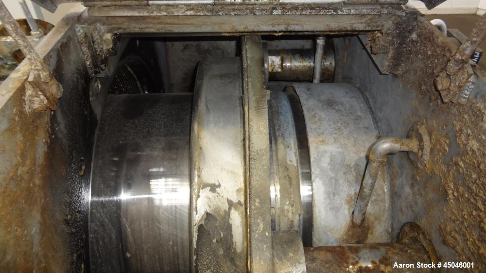 Used Andritz Dupps Wet Slurry Design Screw Press, Model 3016C, 304 Stainless Steel.  30" Diameter x 169" long cored screw, serial #06-1003, National Board #2575, rated 100 psi at 340 degrees F, maxim...
