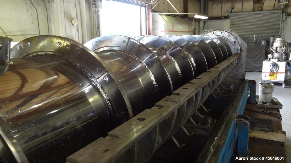 Used Andritz Dupps Wet Slurry Design Screw Press, Model 3016C, 304 Stainless Steel.  30" Diameter x 169" long cored screw, serial #06-1003, National Board #2575, rated 100 psi at 340 degrees F, maxim...