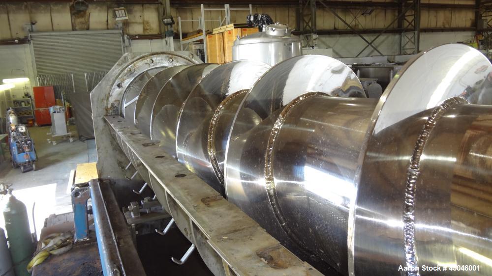 Used Andritz Dupps Wet Slurry Design Screw Press, Model 3016C, 304 Stainless Steel.  30" Diameter x 169" long cored screw, serial #06-1003, National Board #2575, rated 100 psi at 340 degrees F, maxim...