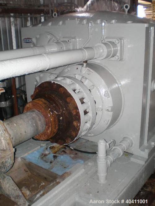 Used French Oil Mill Machinery 14" Dewatering Press, model N-110-12-MPC. Includes N series gearbox; short frame; (2) H-2-14" gearboxes with frame; new, unmilled piece of shaft material 17-4 PH anneal...