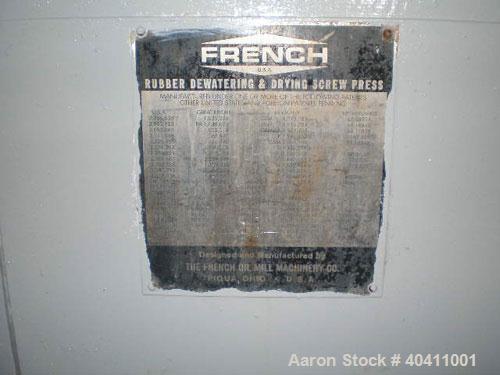 Used French Oil Mill Machinery 14" Dewatering Press, model N-110-12-MPC. Includes N series gearbox; short frame; (2) H-2-14" gearboxes with frame; new, unmilled piece of shaft material 17-4 PH anneal...
