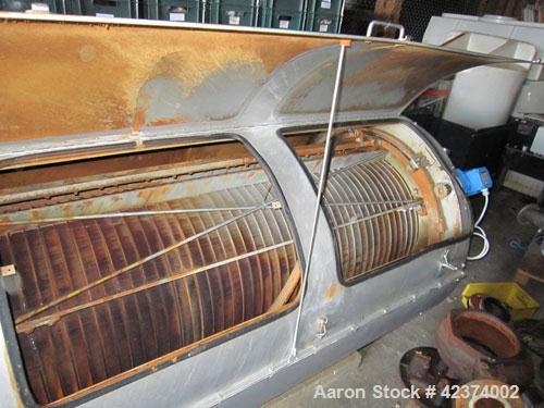 Used Huber Rotamat RoS 2-3 Screw Dewatering Press for removal of wastewater solids. 1236 - 1942 cubic feet/hour (35 - 55 m3/h) capacity, single screw with screw size 68.9"/27.6" (1750/700 mm), 2.8 m2...