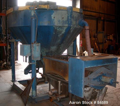Used Pondorf Screw Press, 304 Stainless Steel. Approximate 12" diameter x 48" long screw. Driven by a 7.5 HP, 3/60/460 Volt, 1680 RPM varispeed gearmotor. Includes a carbon steel feed tank with a con...