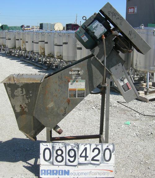 USED: Somat inclined Som-A-Press screw press,304 stainless steel.  Approximate 6" diameter x 32" long screw. Driven by a 3 hp, 3/60/230/ 460 volt, 1160 rpm motor thru a reducer, ratio 25.64:1. Includ...
