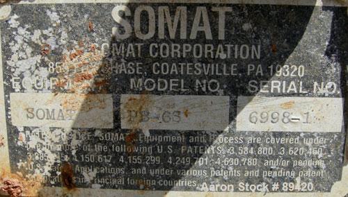 USED: Somat inclined Som-A-Press screw press,304 stainless steel.  Approximate 6" diameter x 32" long screw. Driven by a 3 hp, 3/60/230/ 460 volt, 1160 rpm motor thru a reducer, ratio 25.64:1. Includ...