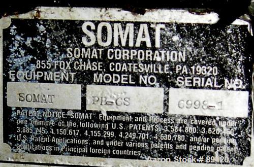 USED: Somat inclined Som-A-Press screw press,304 stainless steel.  Approximate 6" diameter x 32" long screw. Driven by a 3 hp, 3/60/230/ 460 volt, 1160 rpm motor thru a reducer, ratio 25.64:1. Includ...