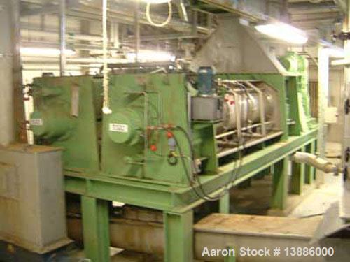 Used Vette twin screw press, type EZv/Z. Material of construction is AISI 316 stainless steel on product contact parts. Max working capacity 39,600 lbs (18,000 kgs) per hour. Inlet 70.44% water, outl...