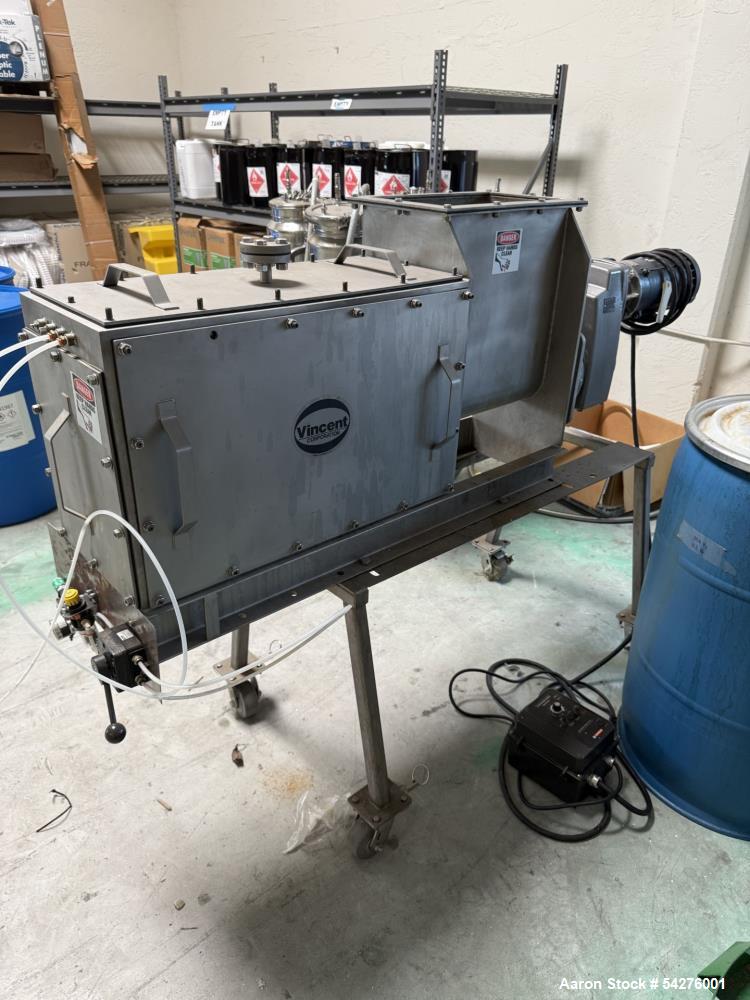 Used Vincent CP-6-VT Vapor-Tight Screw Press | 304 Stainless Steel | 350 lb/hr Dry Basis