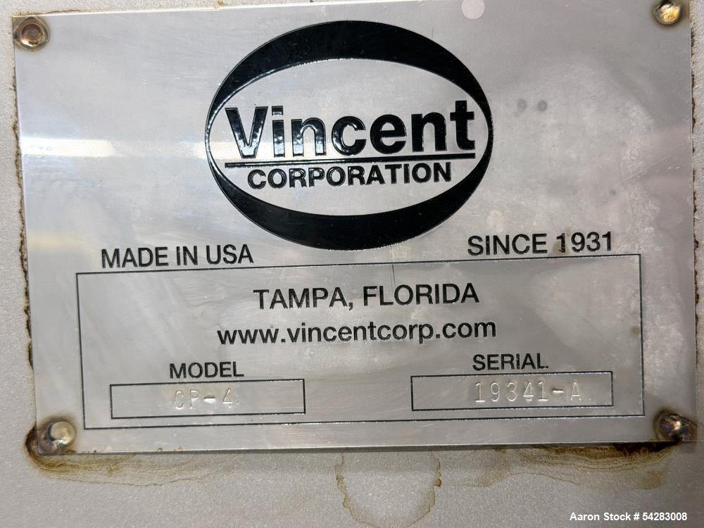 Used Vincent Screw Press  Model CP-4 (150-500 Lbs/Hr Capacity)
