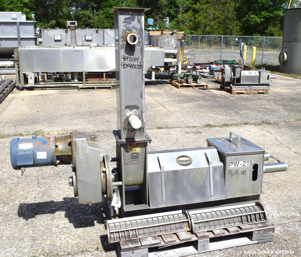 Used Vincent Corporation CP Horizontal Screw Press, Model CP-6, Stainless Steel