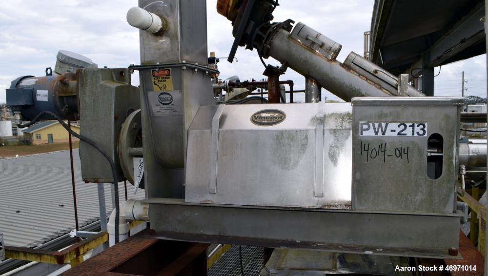 Used Vincent Corporation CP Horizontal Screw Press, Model CP-6, Stainless Steel