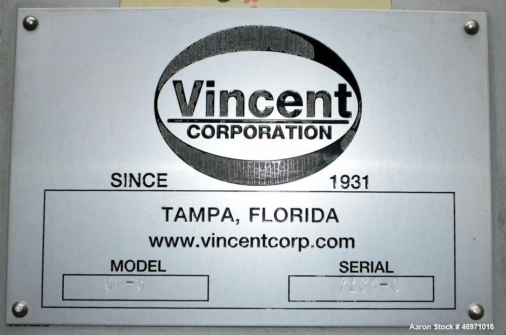 Used Vincent Corporation CP Horizontal Screw Press, Model CP-6, Stainless Steel