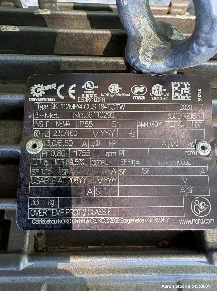 Used Vincent CP-6 Horizontal Screw Press – 6" Diameter Dewatering Press with 5 HP Drive, Refurbished Available