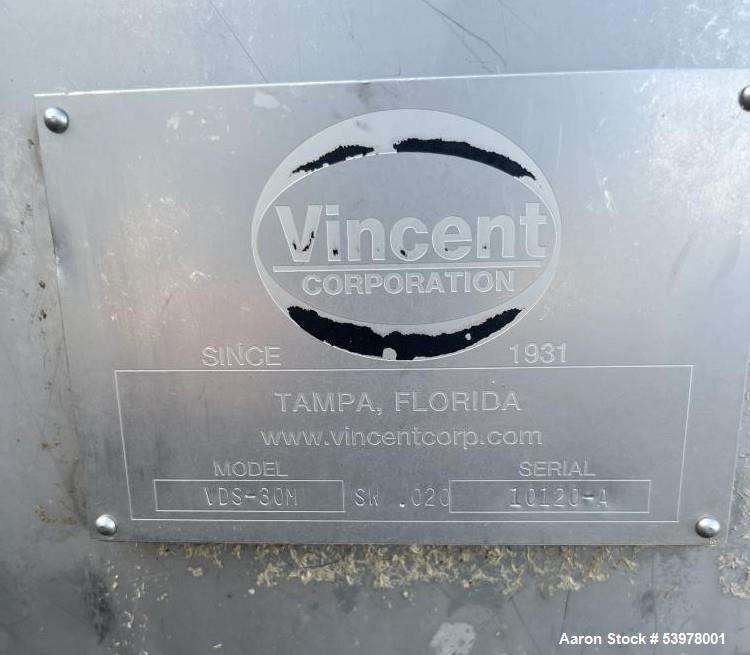 Used Vincent KP-10 Screw Press – 10" SS Screw, 7.5 HP, 10–100 GPM, Heavy-Duty Dewatering