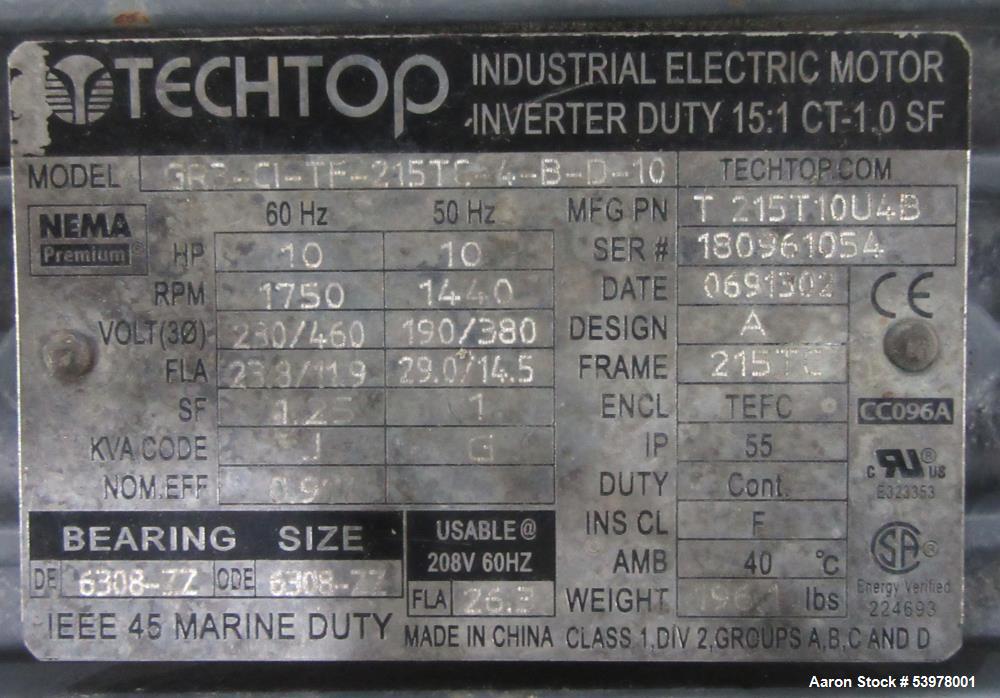 Used Vincent KP-10 Screw Press – 10" SS Screw, 7.5 HP, 10–100 GPM, Heavy-Duty Dewatering