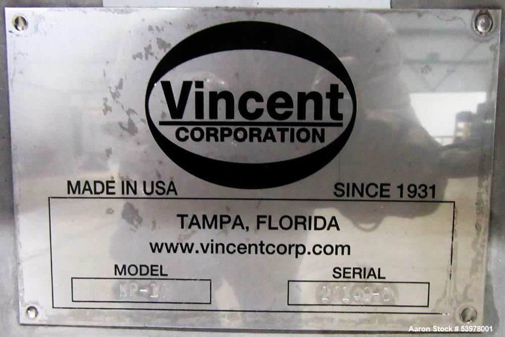Used Vincent KP-10 Screw Press – 10" SS Screw, 7.5 HP, 10–100 GPM, Heavy-Duty Dewatering