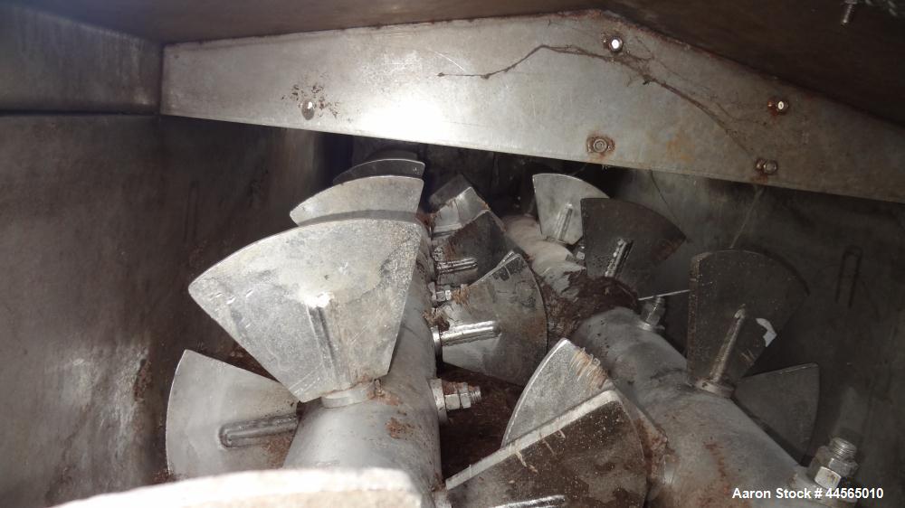 Used Vincent Horizontal Screw Press, Model VP16K2, 304 Stainless Steel. Approximate 16" diameter x 8" long screw, approximate capacity based on 55 pounds a cubic foot is 30,000 pounds an hour. Perfor...