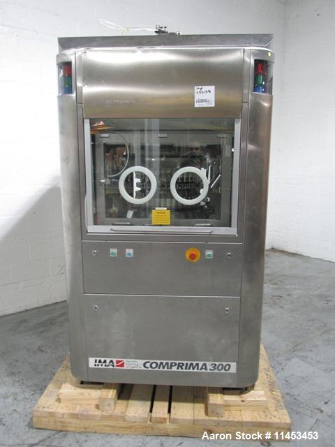 Used Used IMA Comprima 300 rotary tablet press, stainless steel product contact parts, 36 station turret, 5 mm - 16 mm round max tablet diameter, 5 mm - 17 mm oblong tablet size, with CIP nozzles, tu...