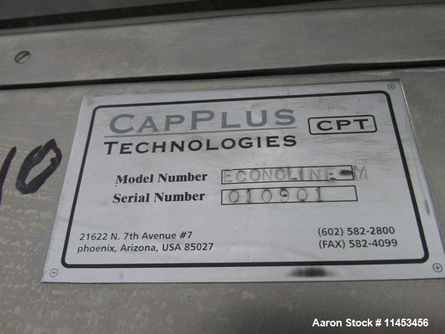 Used Used CPT (CapPlus Technologies) Econoline-M rotary tablet press, 16 stations, B tooled, keyed upper punch guide, feed hopper, 4 ton main compression pressure, rated up to 31,000 tablets/hr, seri...