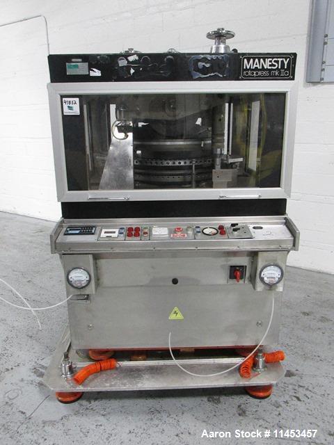 Used-Used Manesty Rotapress MK IIA rotary tablet press, 61 station, double sided, with pre-compression, 6.5 tons compression...