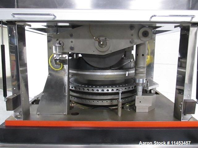 Used Used Manesty Rotapress MK IIA rotary tablet press, 61 station, double sided, with pre-compression, 6.5 tons compression, 7/16" max tablet diameter, 11/16" max depth of fill, with feed hoppers an...