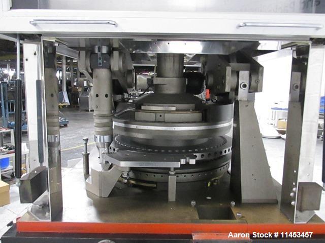 Used Used Manesty Rotapress MK IIA rotary tablet press, 61 station, double sided, with pre-compression, 6.5 tons compression, 7/16" max tablet diameter, 11/16" max depth of fill, with feed hoppers an...
