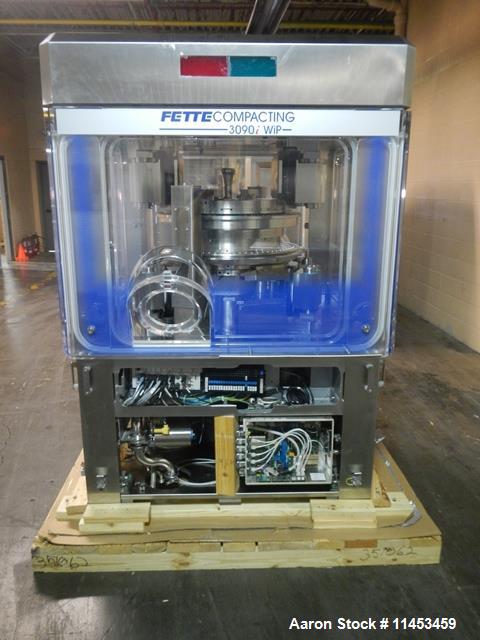 Used Used Fette 3090i WiP rotary tablet press with containment, 75 station segmented turret, 100 Kn pre-compression, 100 Kn main compression pressure, 11, 18, 25 mm max tablet diameter depending on s...