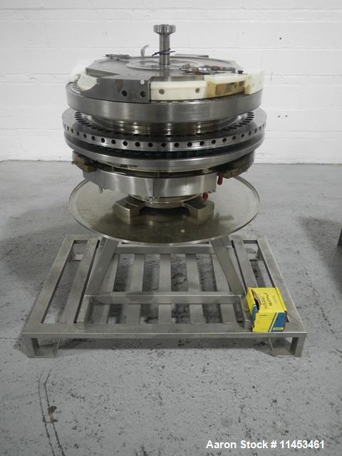 Used One (1) used Fette 3090 turret, 61 station, designed for 16 mm max tablet diameter, 28 mm max depth of fill, keyed upper punch guides on cart.