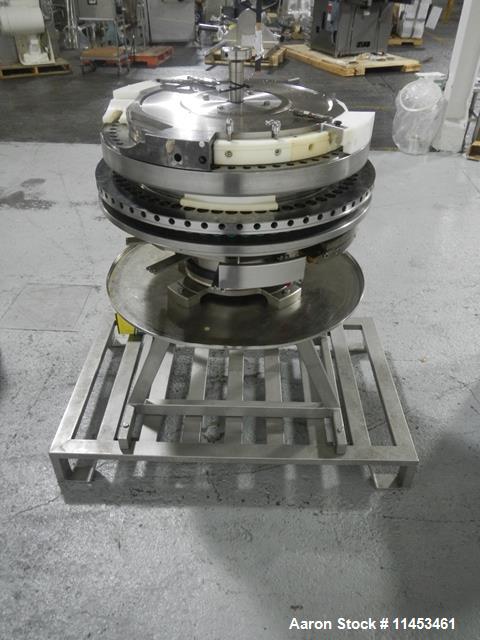 Used One (1) used Fette 3090 turret, 61 station, designed for 16 mm max tablet diameter, 28 mm max depth of fill, keyed upper punch guides on cart.