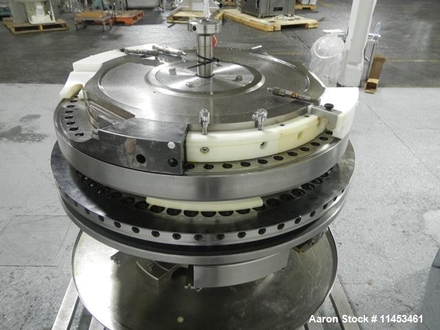 Used One (1) used Fette 3090 turret, 61 station, designed for 16 mm max tablet diameter, 28 mm max depth of fill, keyed upper punch guides on cart.