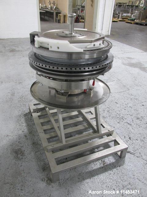 Used-Used 73 station Fette tablet press turret for 3090i press, keyed upper punch guides on cart.