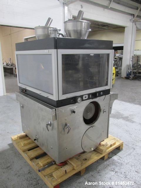 Used One (1) used Manesty Rotapress MK IIA rotary tablet press, 61 station, double sided, with pre-compression, 6.5 tons compression, keyed upper punches, 7/16" max tablet diameter, 11/16" max depth ...