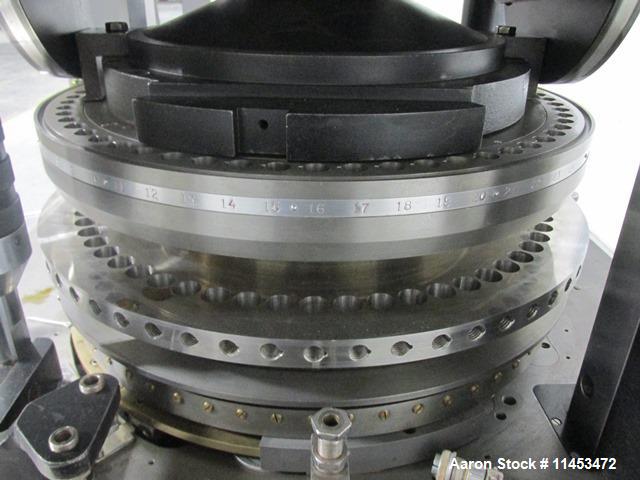 Used One (1) used Manesty Rotapress MK IIA rotary tablet press, 61 station, double sided, with pre-compression, 6.5 tons compression, keyed upper punches, 7/16" max tablet diameter, 11/16" max depth ...