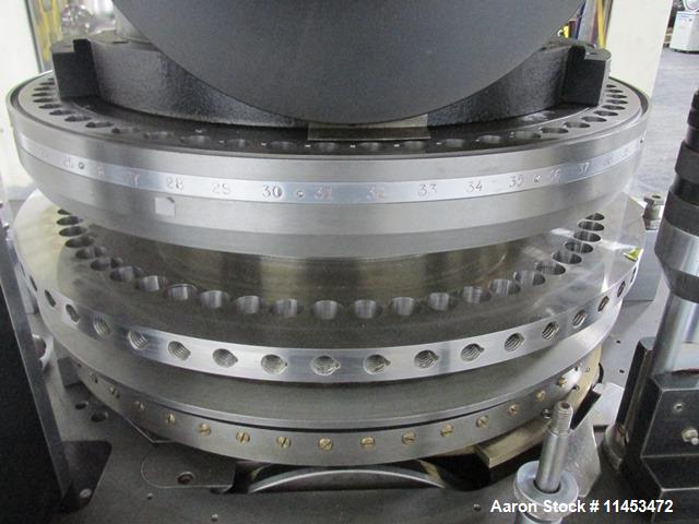 Used One (1) used Manesty Rotapress MK IIA rotary tablet press, 61 station, double sided, with pre-compression, 6.5 tons compression, keyed upper punches, 7/16" max tablet diameter, 11/16" max depth ...