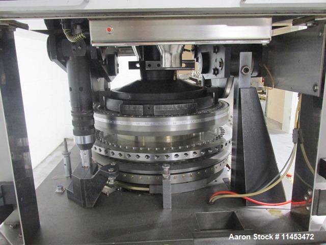 Used One (1) used Manesty Rotapress MK IIA rotary tablet press, 61 station, double sided, with pre-compression, 6.5 tons compression, keyed upper punches, 7/16" max tablet diameter, 11/16" max depth ...