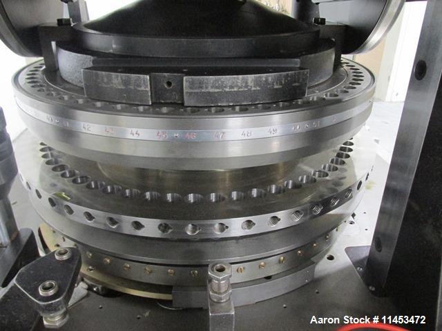 Used One (1) used Manesty Rotapress MK IIA rotary tablet press, 61 station, double sided, with pre-compression, 6.5 tons compression, keyed upper punches, 7/16" max tablet diameter, 11/16" max depth ...