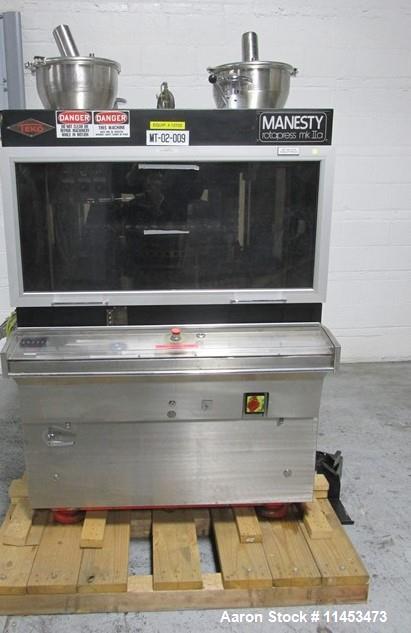 Used-Used Manesty Rotapress MK IIA rotary tablet press, 61 station, double sided, with pre-compression, 6.5 tons compression...