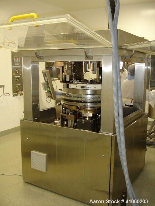 Used Fette Rotary Tablet Press, Model P3200/C, 49 station, double sided, keyed upper punch guides, 100 KN compression pressure with pre compression, 25mm max tablet diameter, 22mm max depth of fill, ...