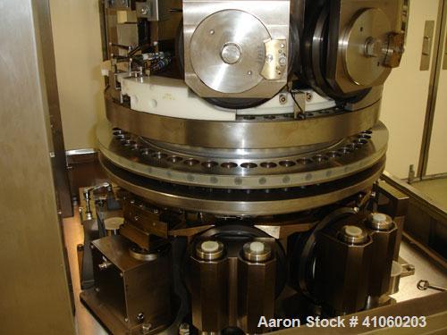 Used Fette Rotary Tablet Press, Model P3200/C, 49 station, double sided, keyed upper punch guides, 100 KN compression pressure with pre compression, 25mm max tablet diameter, 22mm max depth of fill, ...
