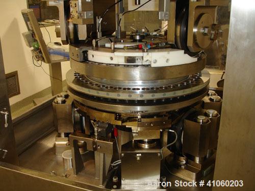 Used Fette Rotary Tablet Press, Model P3200/C, 49 station, double sided, keyed upper punch guides, 100 KN compression pressure with pre compression, 25mm max tablet diameter, 22mm max depth of fill, ...